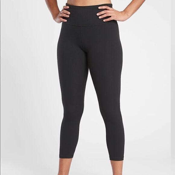 Athleta Black Leggings XS Cropped Workout Exercise Gym Lounge Streetwear Layer - Picture 1 of 8